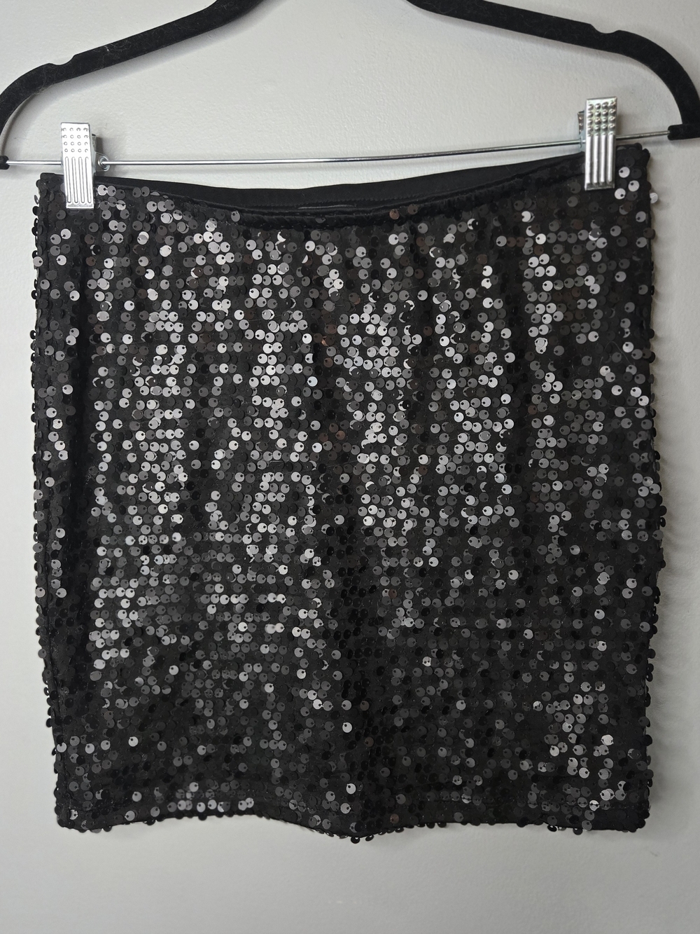 Black Sequin Mini Skirt Size Medium | Stretch Party Cocktail Holiday NYE
